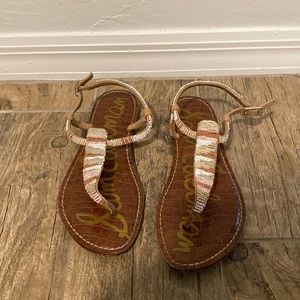 Sam Edelman, Size 8, Neutral/Multi-Color Beaded Women’s Sandal